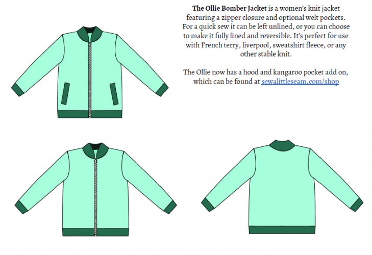Women's Ollie Bomber Jacket PDF Pattern - Sew a Little Seam